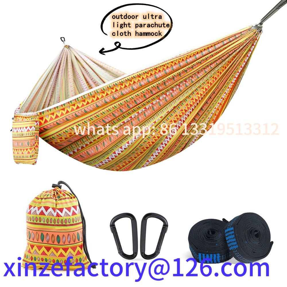 

Customizable Portable Outdoor Garden Hammocks Quick Open Parachute Cloth Double Travel Camping Sleeping Hanging