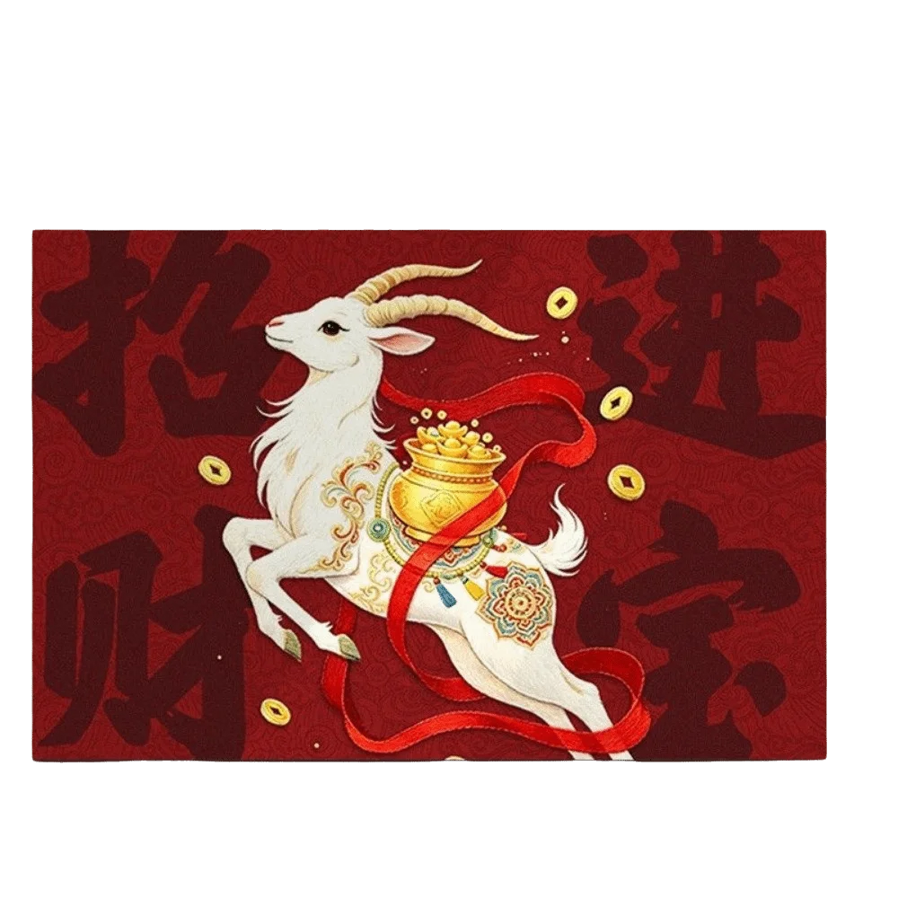 Cartoon Soft Zodiac Goat Floor Mat Anti Slip Quick Dry Year of The Sheep Mat Lucky Chinese Style Sheep Foot Pad Lunar New Year