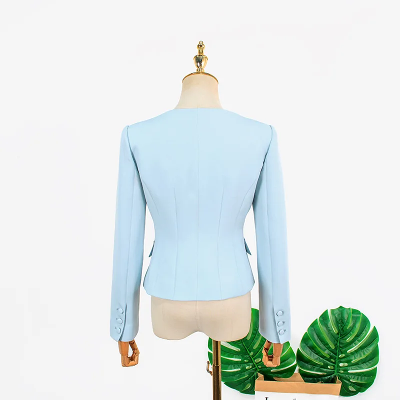 2 Pieces Set Women Double Breasted Blazer Korean Drama Star ์์ง Elegant A Line Knee-Length Slit Skirt Women Two Pieces Sets