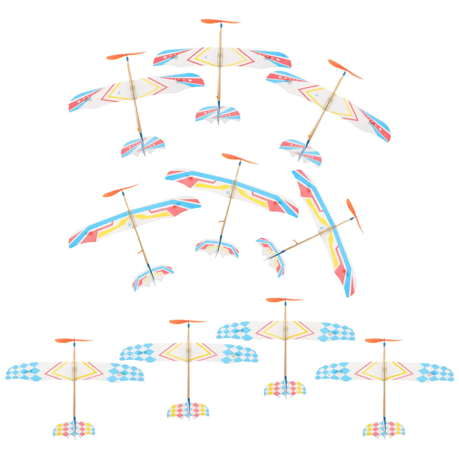 10Pcs Handmade Airplane Glider Kit Rubber Band Driven Plastic Aircraft for Kids Develop Motor Skills Parent Child