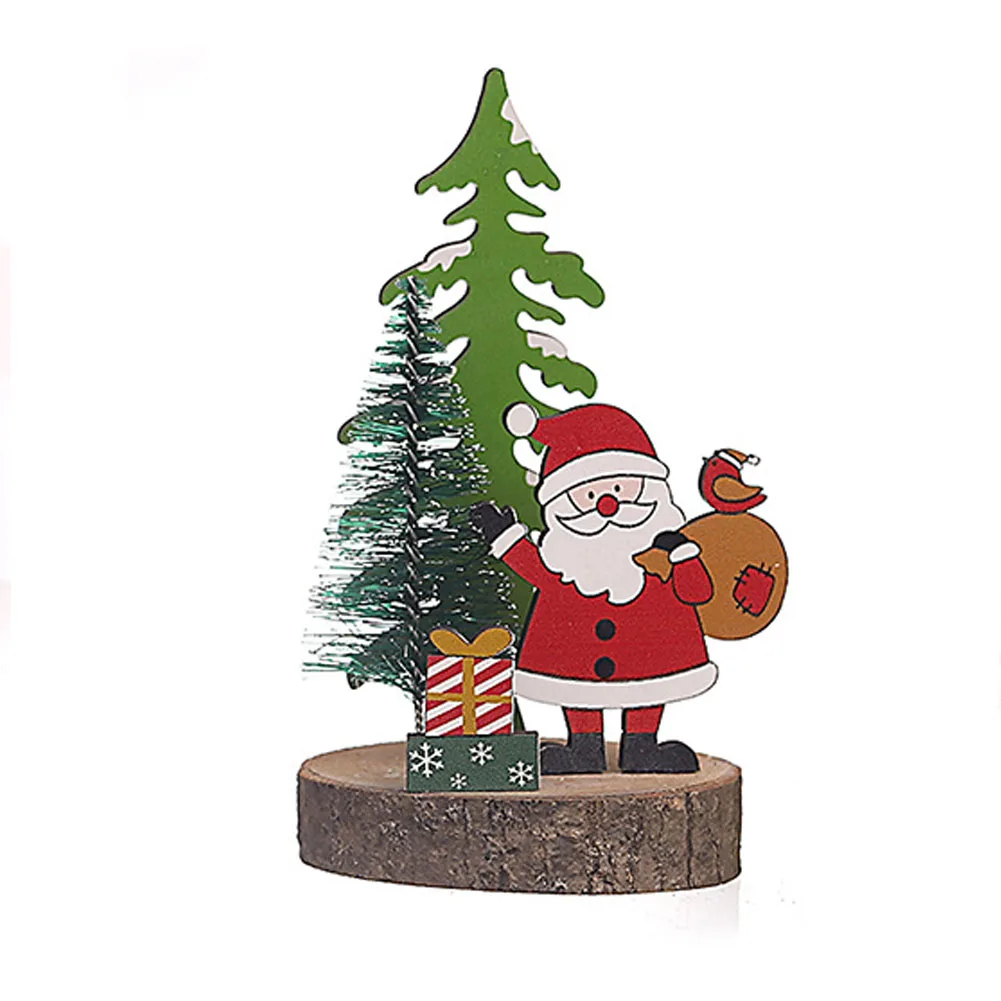 クリスマス木製装飾品、クリスマスツリーペンダント、サンタクロースクラフト、3次元漫画、クリエイティブなデスクトップ装飾、1個