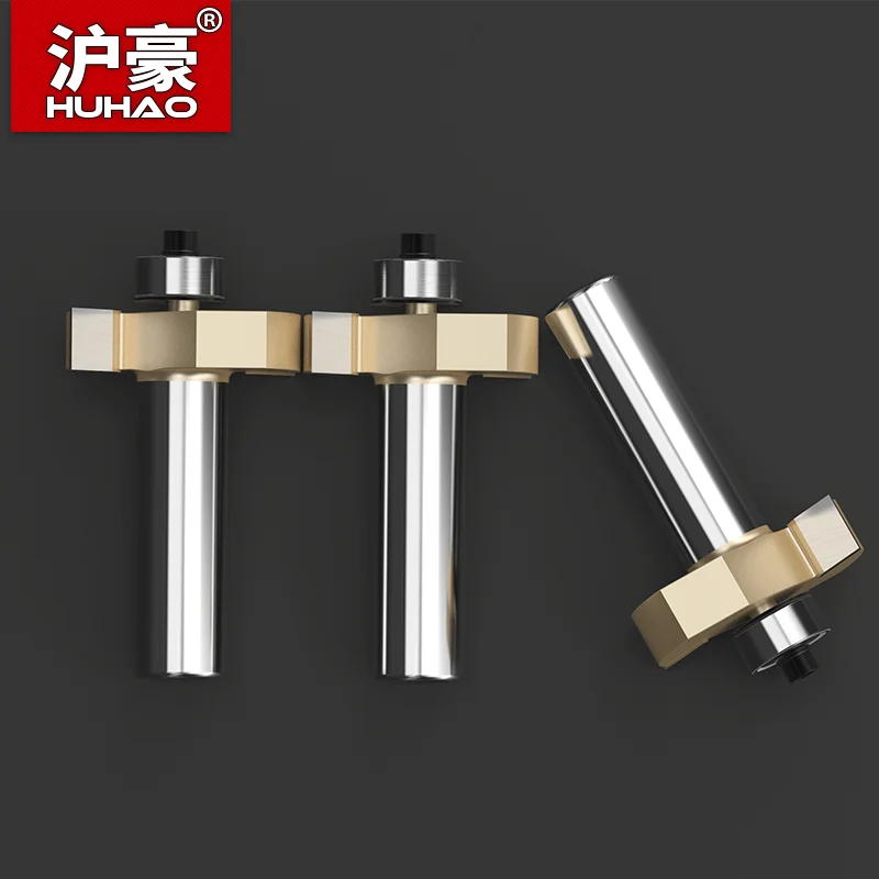 HUHAO 1/2 "Shank T-sloting Router Bit dengan Bantalan Pemotong Frais Grade Industri Slotting T Type Rabbeting Woodwork Tool