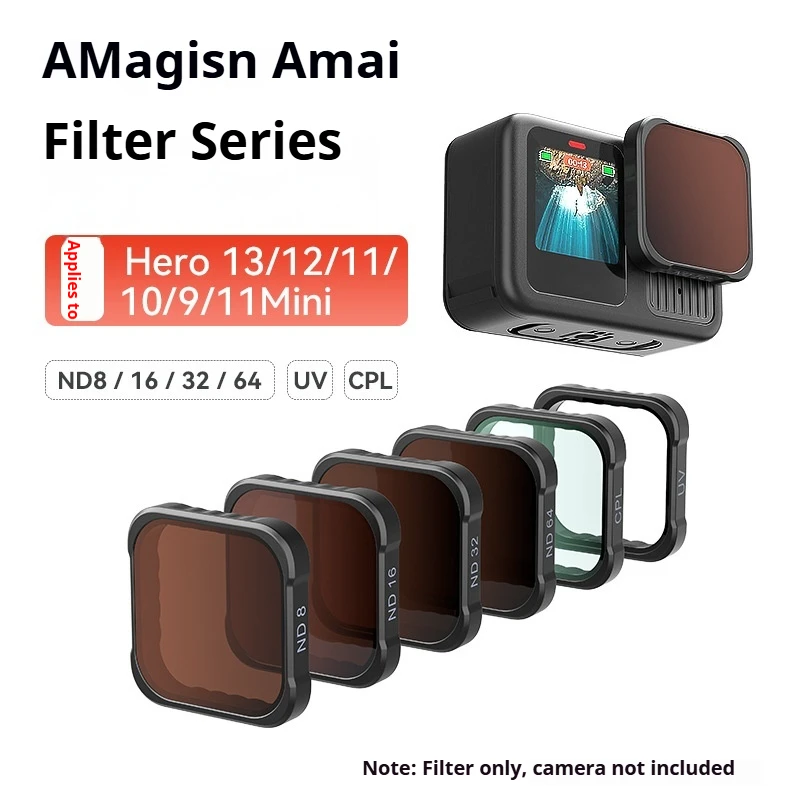 مجموعة مرشح aMagisn CPL UV ND ND ND8 ND16 ND32 ND64 مرشحات مقاومة للماء لملحقات كاميرا الحركة الصغيرة Gopro Hero13/12/11/10/9/11
