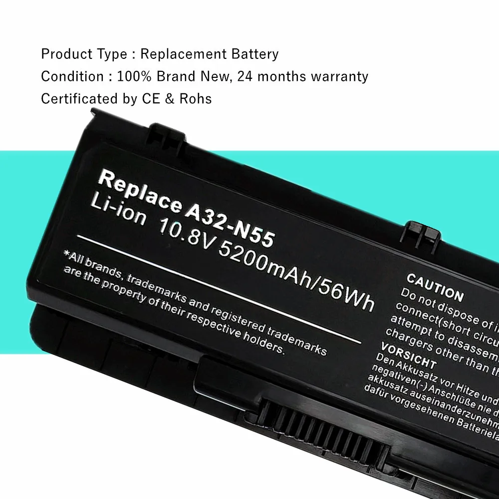 Laptop Battery for ASUS N45 N45E N45S N45F N45J N55E N55S N55SF N55SL N75E N75S N75SF A32-N55