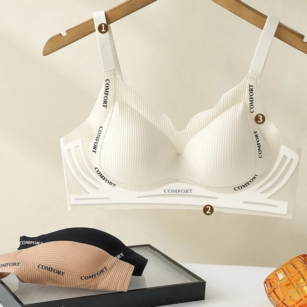 英語レターワイヤレスディープVブラジャー耐衝撃性ぴったりフィットプッシュアップ下着たるみ防止跡のつかないシームレスブラヨガ