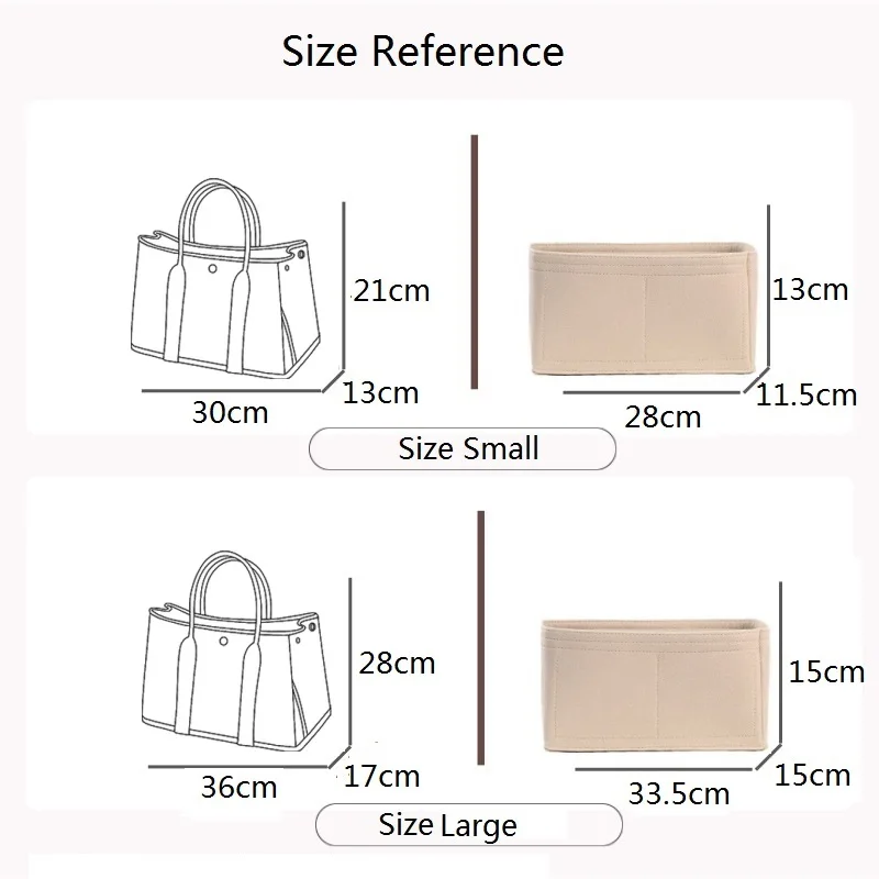 Felt Insert Bag For H Garden Party 30 36 Inner Storage Bag Female Purse Organizer Insert With Zip Felt Cosmetic Linner