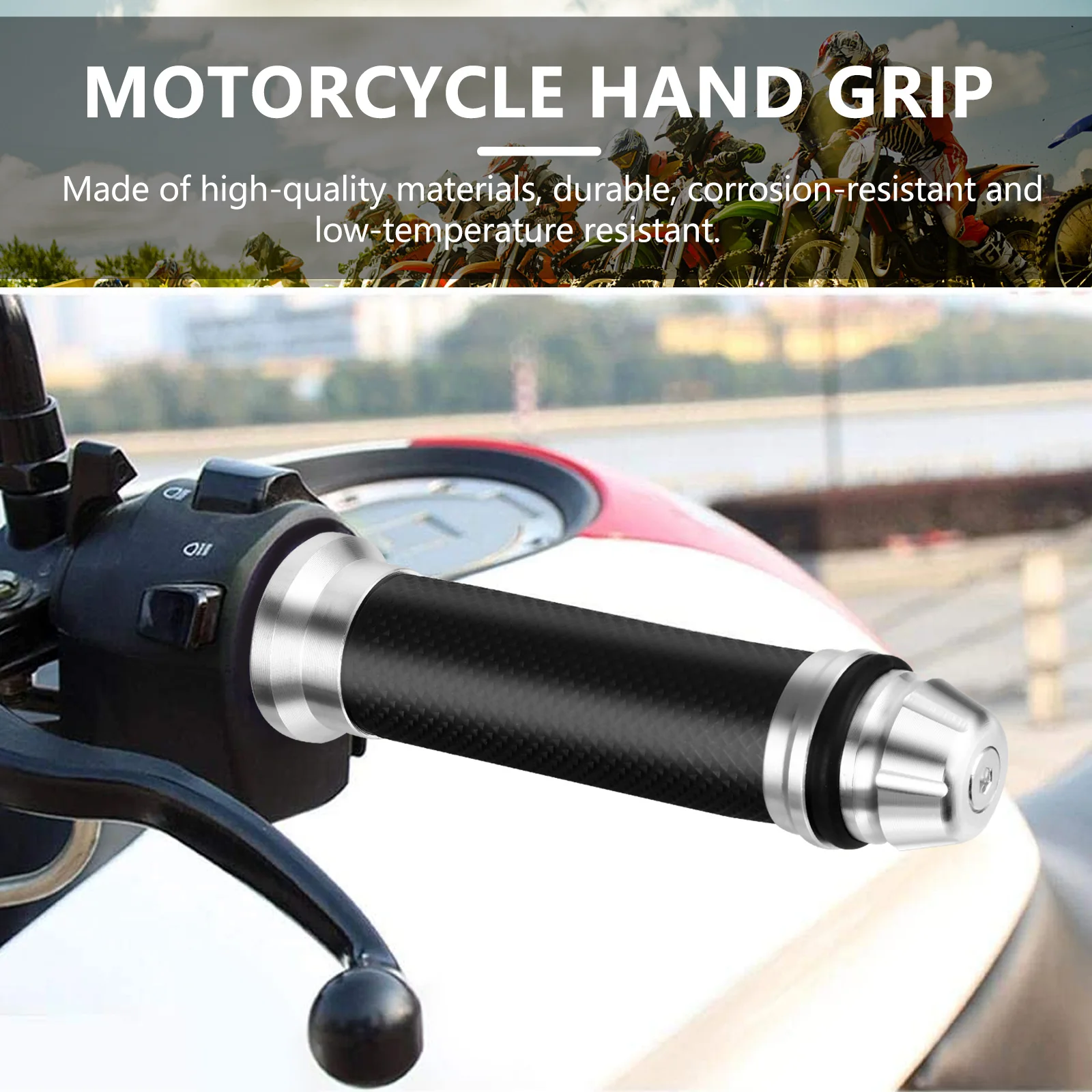 

1 Pair 22Mm Motorcycle Handle Bar Anti-Slip Grips Durable Corrosion Resistant Easy Install Replacement For Old Broken Motorcycle