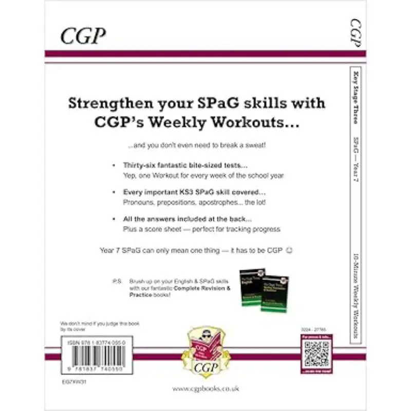 New KS3 Year 7 Spelling Punctuation And Grammar 10Minute Weekly Workouts CGP Team Coordination Group Publications 9781837740550