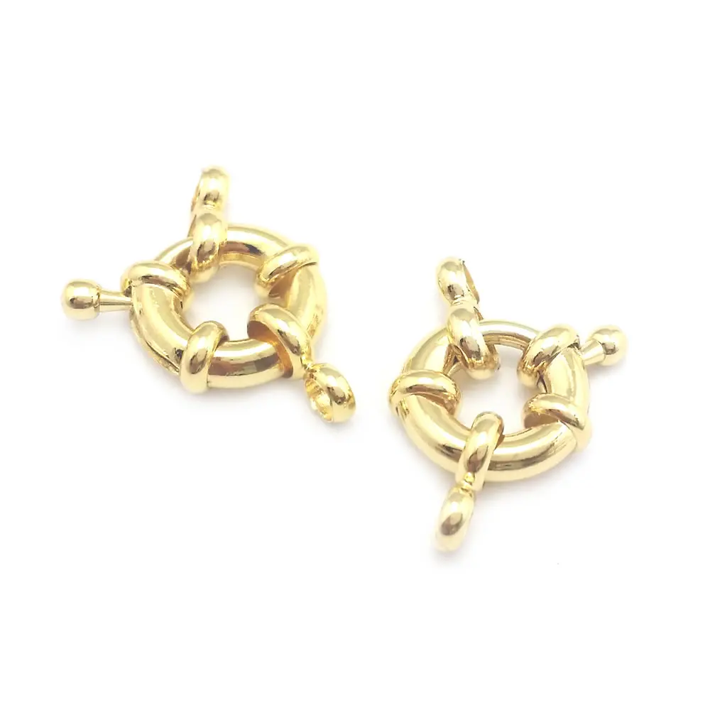 9MM 11MM 13MM 15MM 17MM 18K Gold Color Brass Spring Round Clasps Necklace Connect Clasps Diy Jewelry Making Supplies image 2