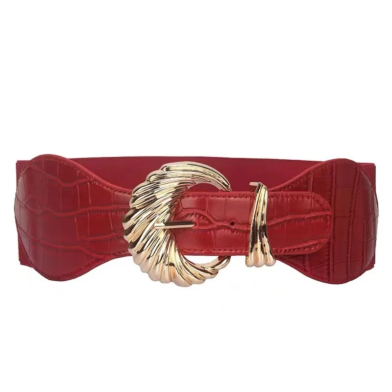 European and American retro black wide belt women's decoration with skirt coat waist belt elastic elastic tight waist seal