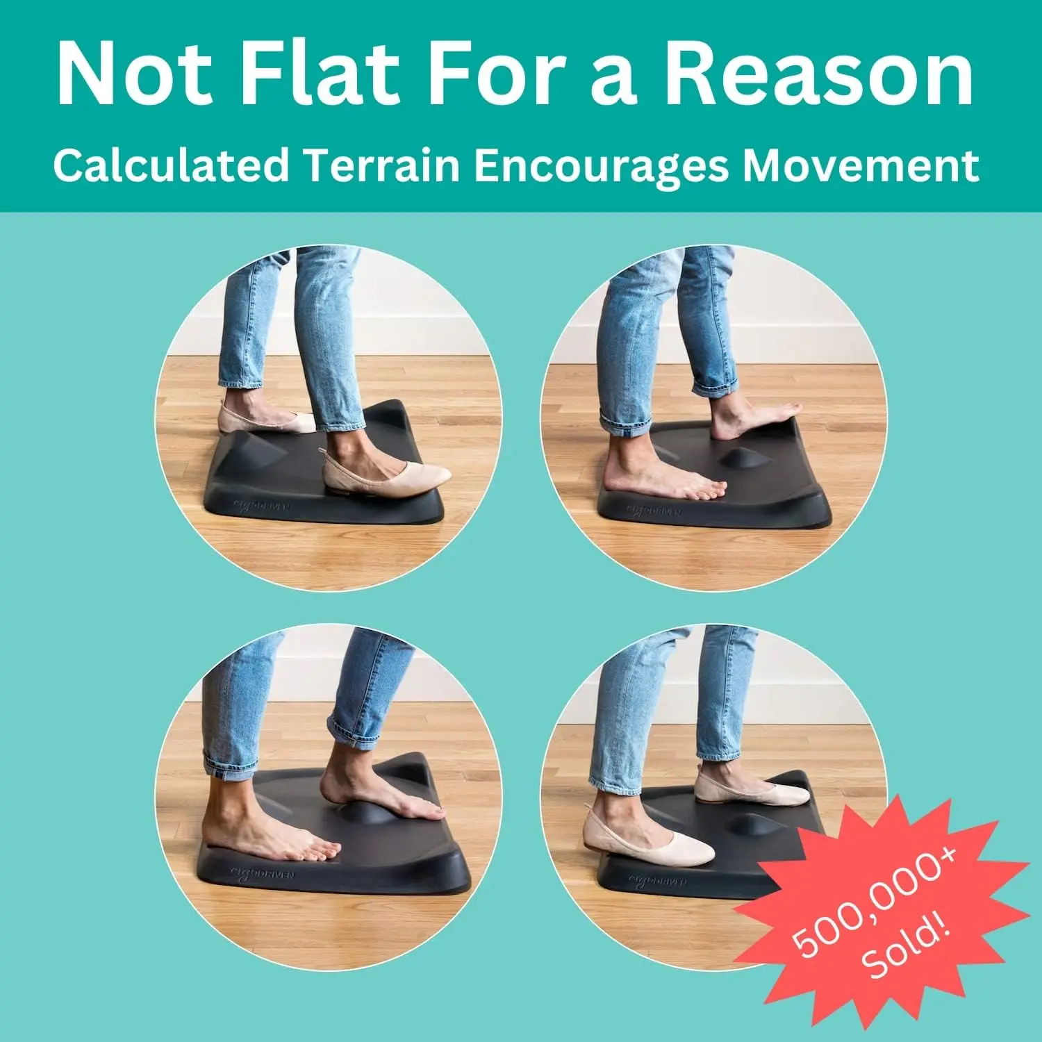 

Mini Comfort Mat | The Smaller Not-Flat Anti-Fatigue Standing Desk Mat with Calculated Terrain | Accessories | Obsidian Black