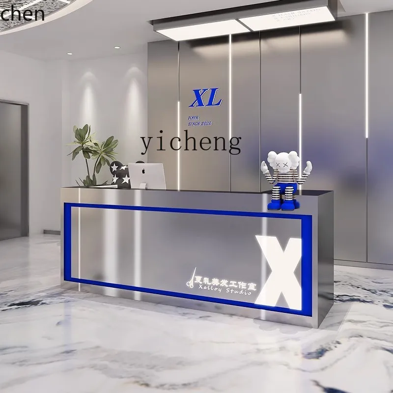 YFY Barber Shop Stainless Steel Bar Checkout page Counter Restaurant Reception desk