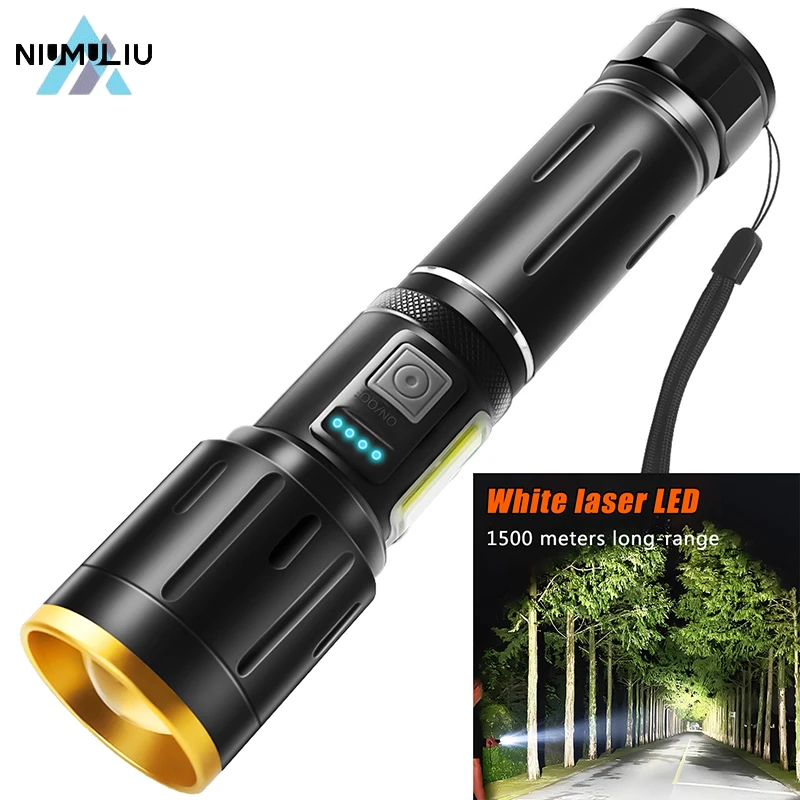 

C2 Powerful LED Flashlight USB Rechargeable Torch Zoomable 18650 Battery Hand Lamp Power Display Camping Hunting Work Light