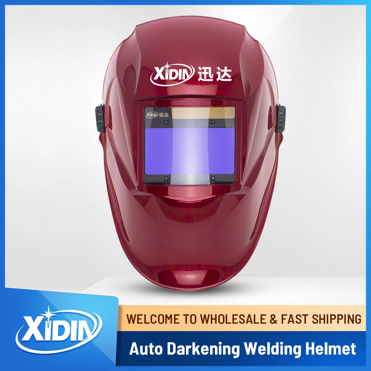 Large Viewing 100*53mm Welding Helmet, True Color Auto Darkening Welding Hood Solar Powered For TIG MIG ARC Weld Grinding |Red