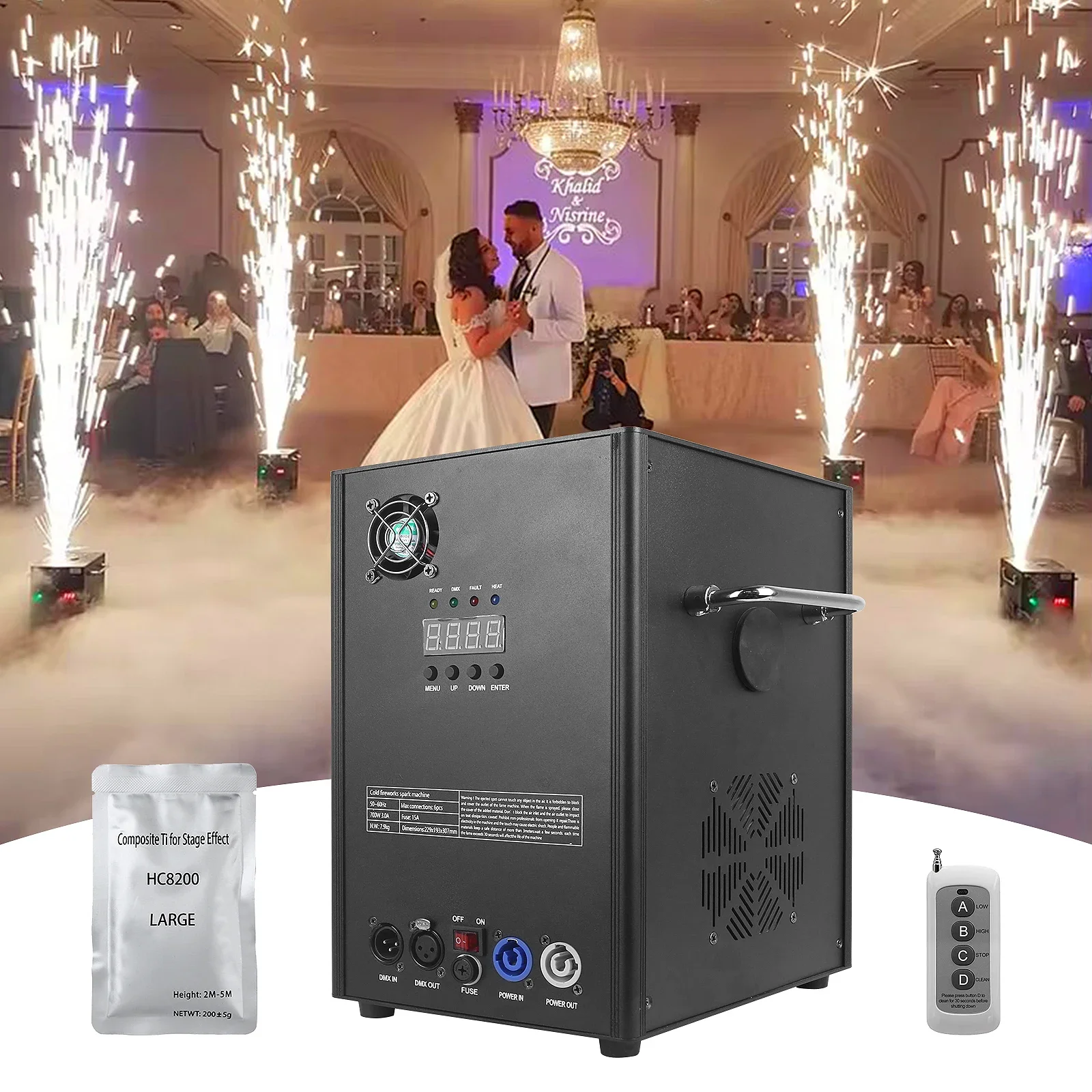 2pcs เย็นดอกไม้ไฟเครื่อง DMX 750W งานแต่งงานเวทีเย็น Sparkler เครื่อง 500W MINI เย็น Fountain Spark เครื่อง