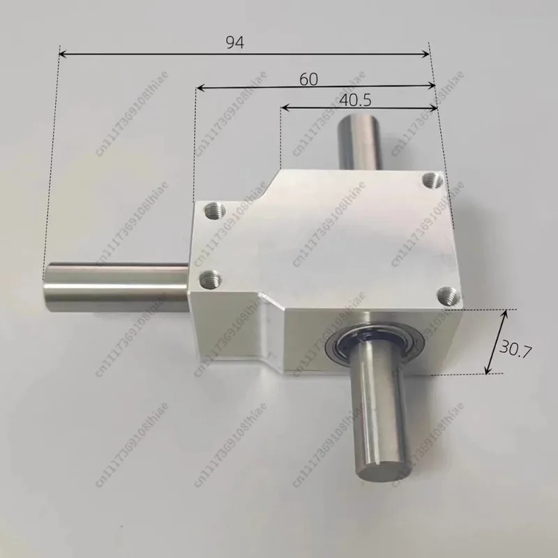 90 Degree Commutator Right Angle Transmission Reversing Helical Bevel Gearbox Reduction Ratio 1:1 Double Output Shaft 12MM