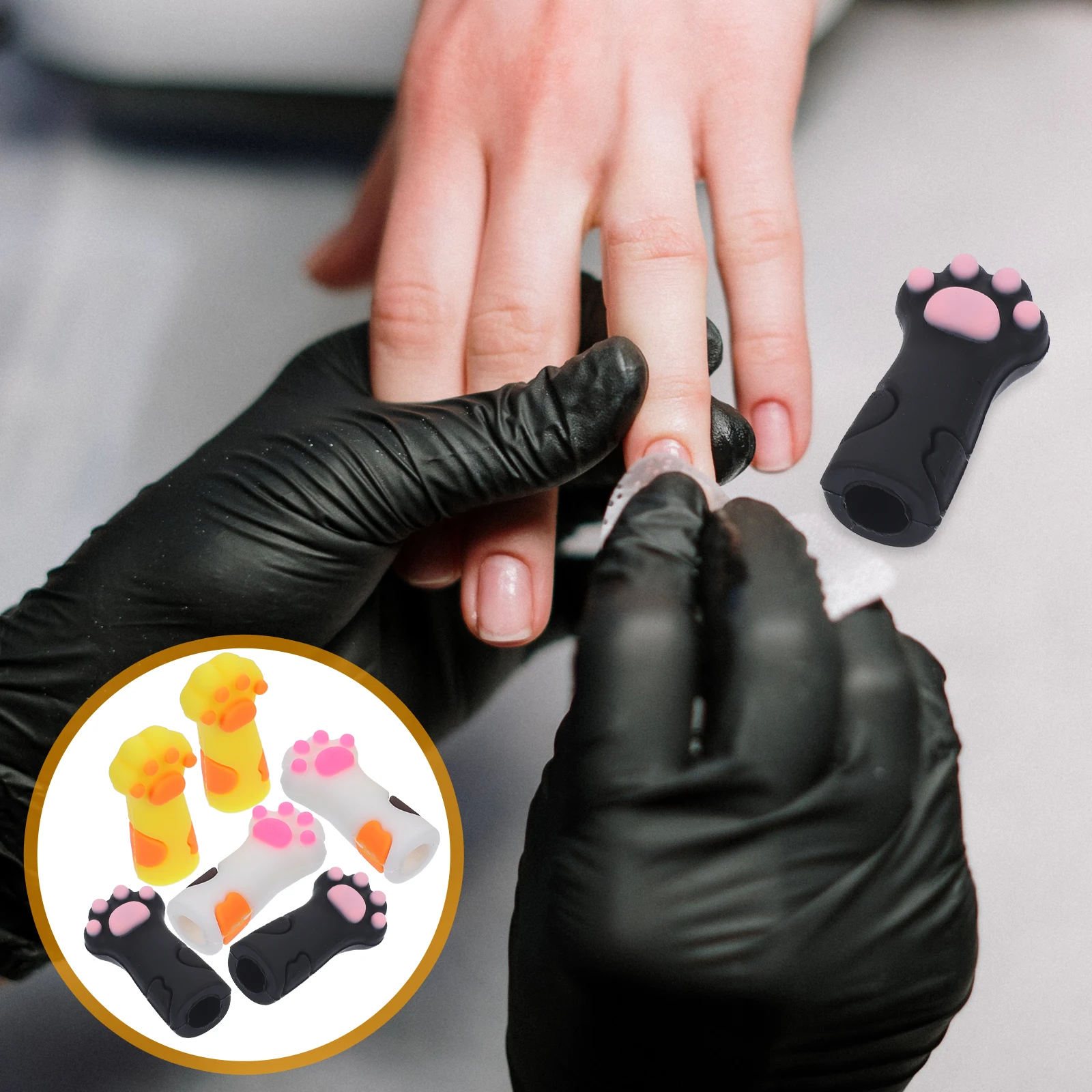 

6pcs Cat Paw Nipper Cover Cuticle Scissors Protective Tweezers Cap Pedicure Tool Storage Nail Scissors Cover Silicone Cuticle