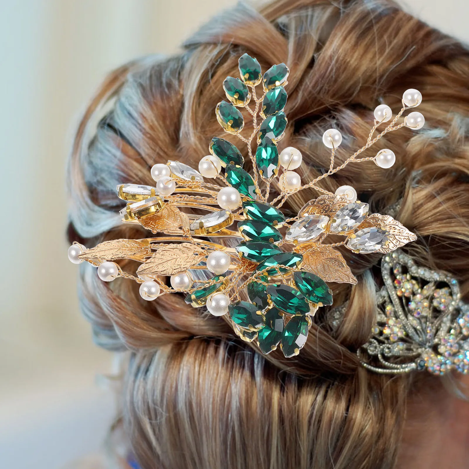 

1pcs Hair Comb Headpiece For Women Wedding Bridal Rhinestone Metal Clip Updo Bun Accessory Decorative Headpieces