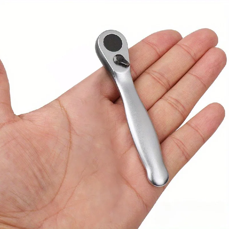 2 in 1 Mini Ratchet Wrench, Durable Chrome Vanadium Steel Wrench with 72 Teeth, 1/4 Inch Drive Socket, Quick Wrench, Hand Tool