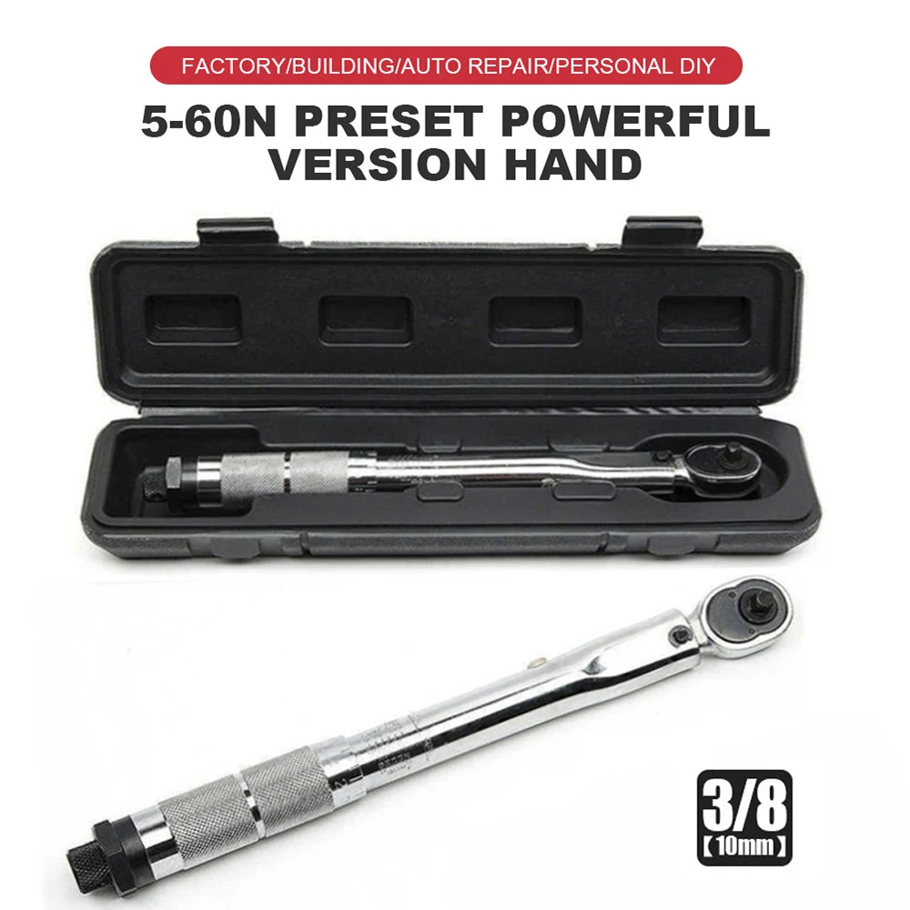 Square Drive Torque Wrench  3/8 Inch 5-60N.m Spanner Hand Tool Adjustable Torque Spanner Precise Preset Car Bike Repair Tools