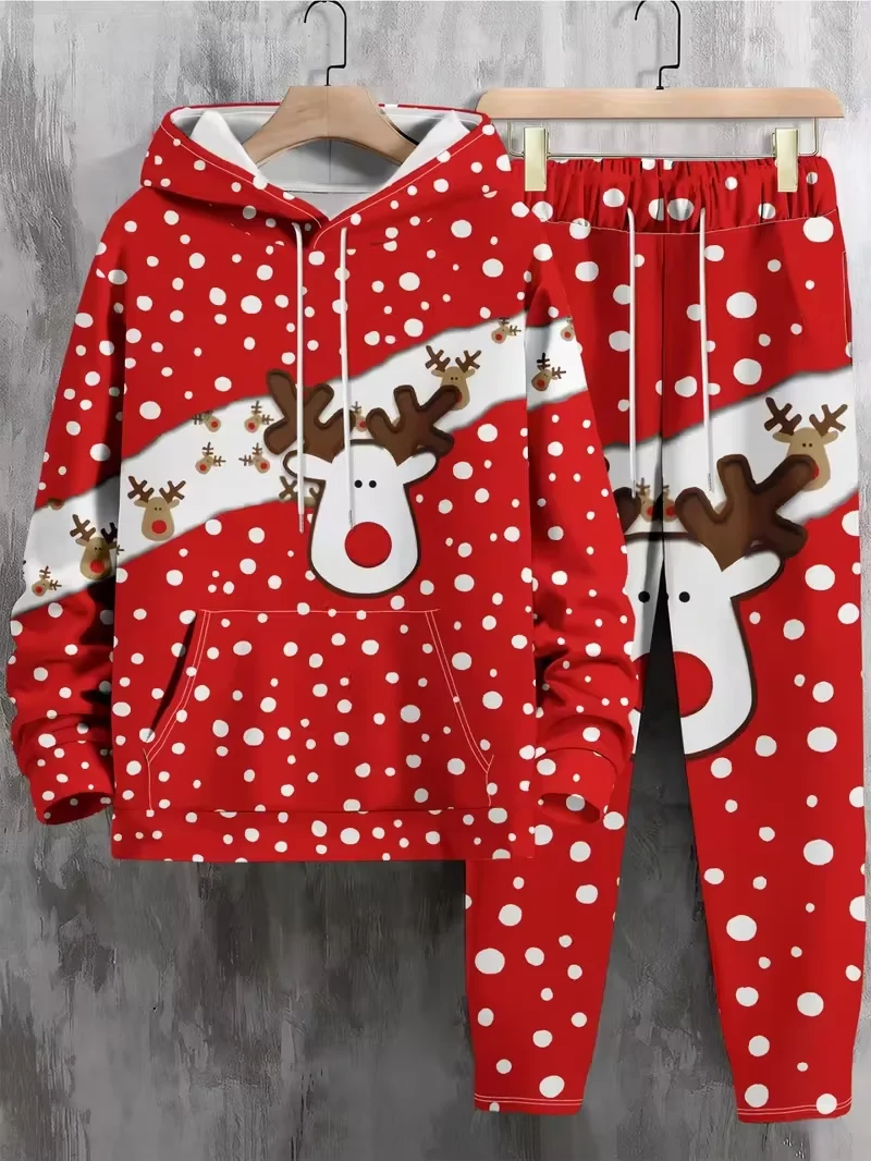 Christmas 3D Print Hoodies 2pcs Suit Christmas Santa Claus Man Woman Tracksuit Pants 2pcs Year Party Casual  jogging Tracksuit