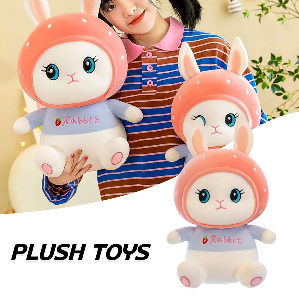 ของเล่นตุ๊กตาเด็กแรกเกิด ตุ๊กตากระต่ายสตรอว์เบอร์รี่การ์ตูน ของเล่นเสริมพัฒนาการเด็กเล็ก