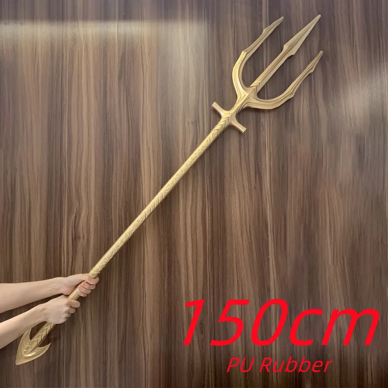150cm Gold Dreizack Gott des Meeres Cosplay Legende Gabel Sicherheit Pu Spielzeug Waffe Schwert Geschenk Erwachsenen Kind montiert Länge Halloween Requisite