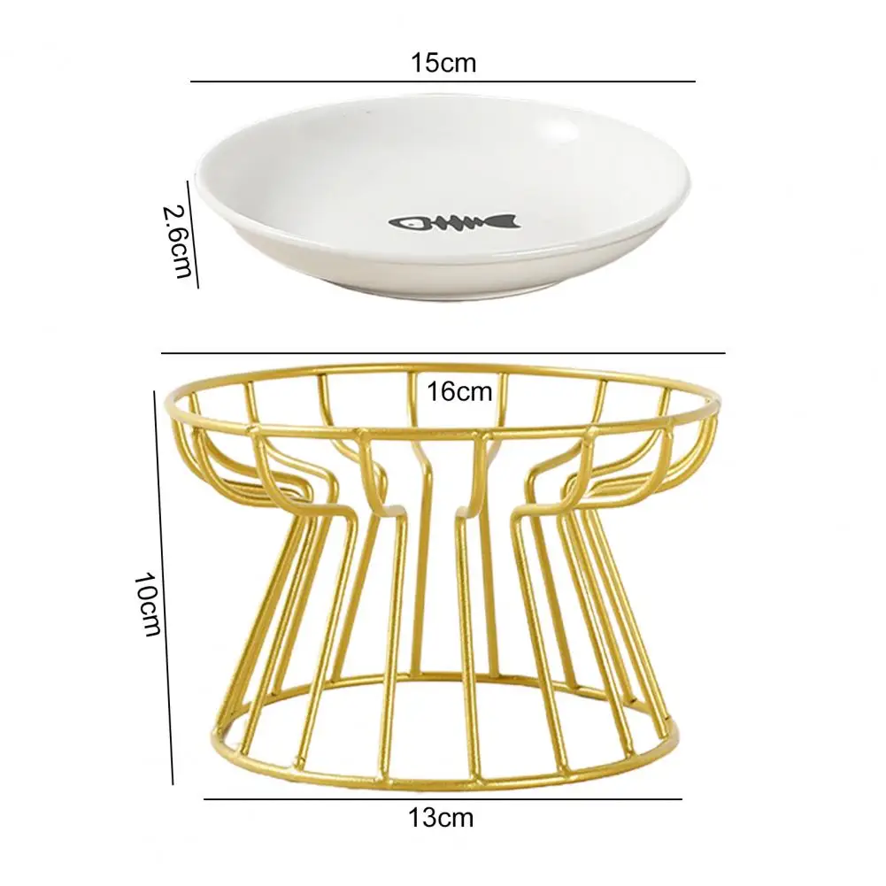 Ceramic Pet Food Bowl Tilt Iron Stand Neck Protect Cat Dog Food Dispenser Pet Feeder Cats Water Food Dish Plate Pet Treat Bowl