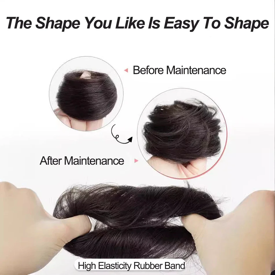 من السهل ارتداء الاصطناعية أوبدو شعر مستعار أنيق مستقيم كعكة العقدة الشعر مع شريط مطاطي ألياف مقاومة للحرارة ذيل حصان الشعر