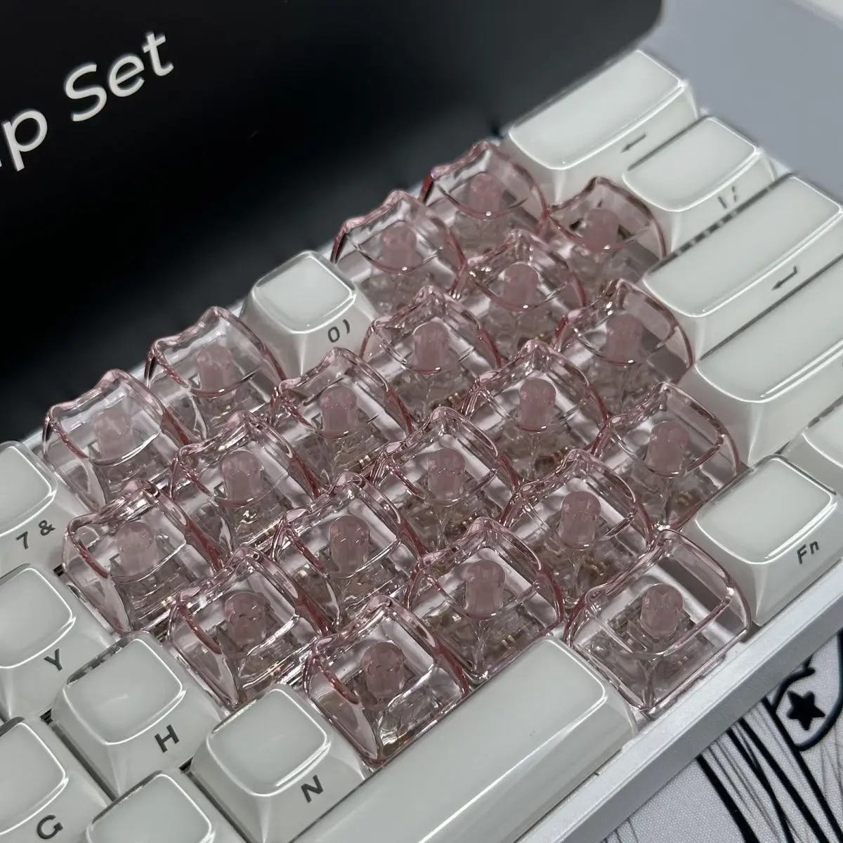 20pcs 1U Keycaps with Unique Cats Head MAO Transparent Keycap Comfort Typing PBT No Engraved Keycap DIY Keyboards For aula ajazz view 3