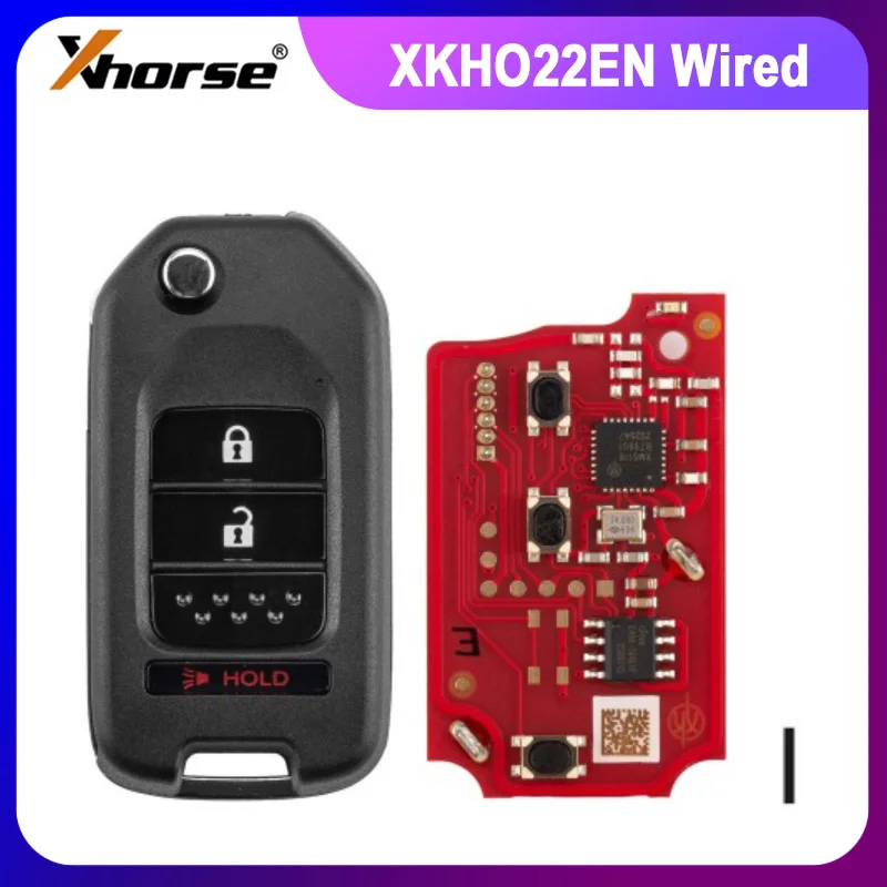 XHORSE XKHO22EN 2nd Generation Wired Flip Remote Key 2+1 Buttons Compatible with Honda Type