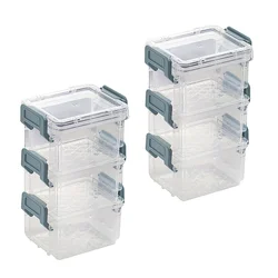 6 Pcs Transparent Storage Box Jewelry Organizer Plastic Desktop Case Bins Container Makeup Sundries Stackable