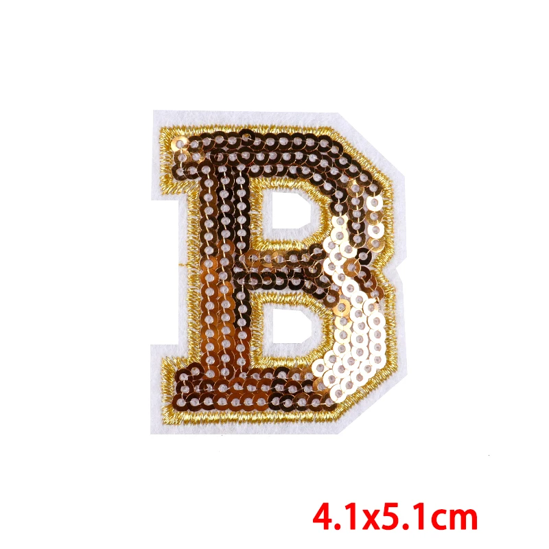 26 English Letters Patch Golden letter embroidery Patch Letter Iron On Patches For Clothing Gold Edge Chenille Patch Badges DIY