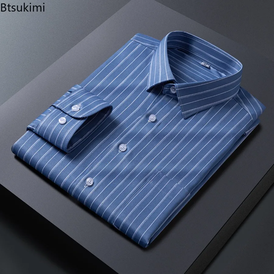 

Мужская весенняя новая однотонная рубашка с длинными рукавами, эластичные полосатые клетчатые рубашки, мужская деловая повседневная рубашка с длинным рукавом на пуговицах