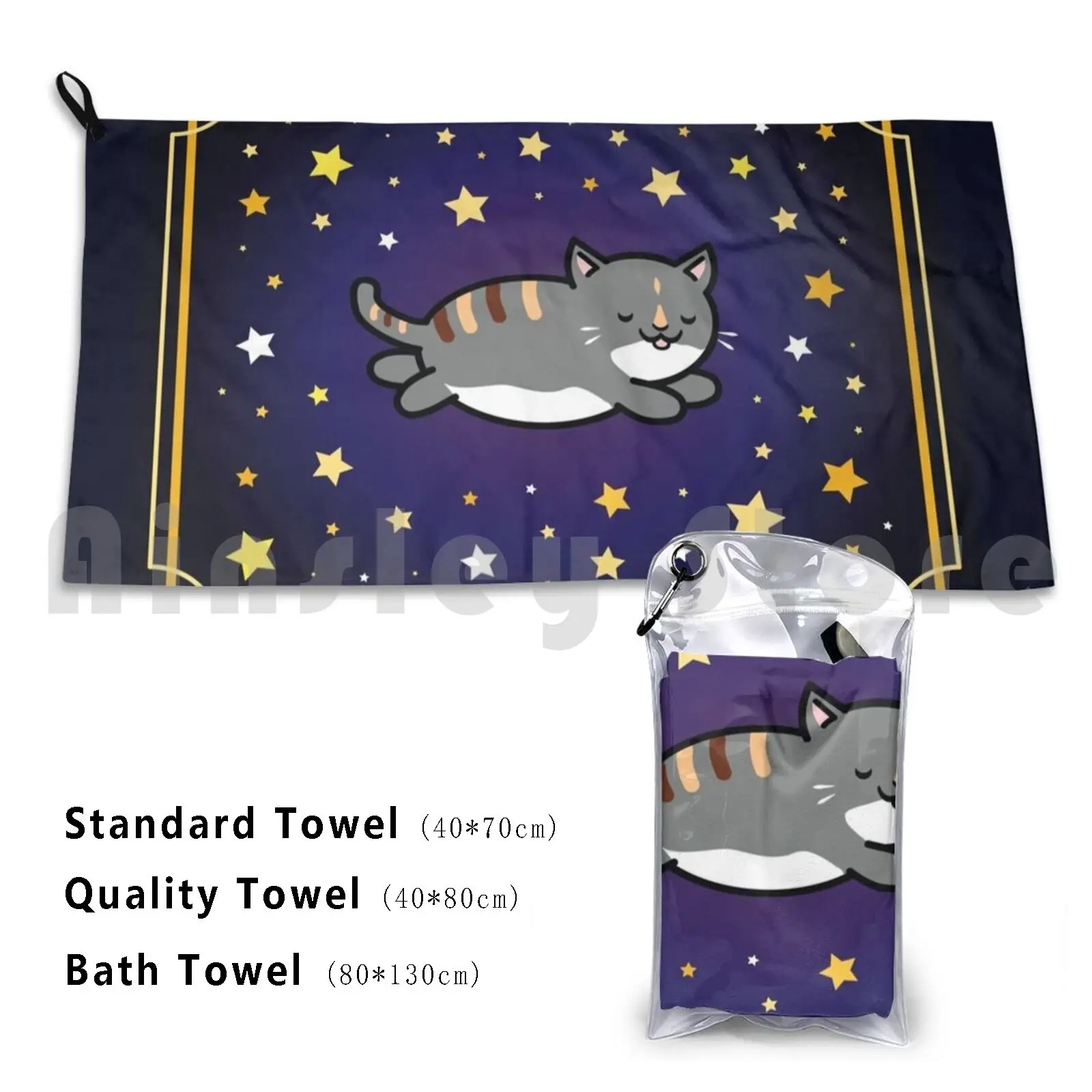 Calico Cute Kawaii Cat In Space , Galaxy Cat , Tortoise Shell Cat Beach Towel Quick Dry Quality Towel Cat Cats Cat