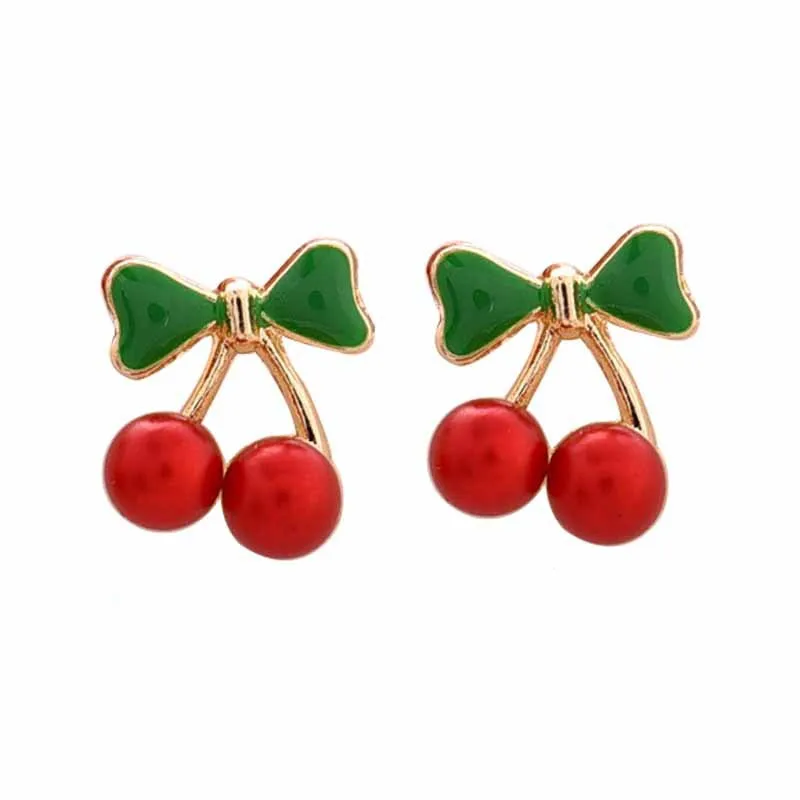 Women Little Cherry Earrings Girl Party Anniversary Gift Ear Studs Female Wedding Jewelry Drop Shipping