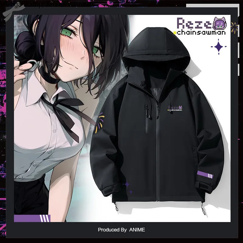 

Толстовка с капюшоном на молнии Reze Himeno Makima Power Denji в стиле аниме, косплей-куртка с длинными рукавами, унисекс, для Хэллоуина