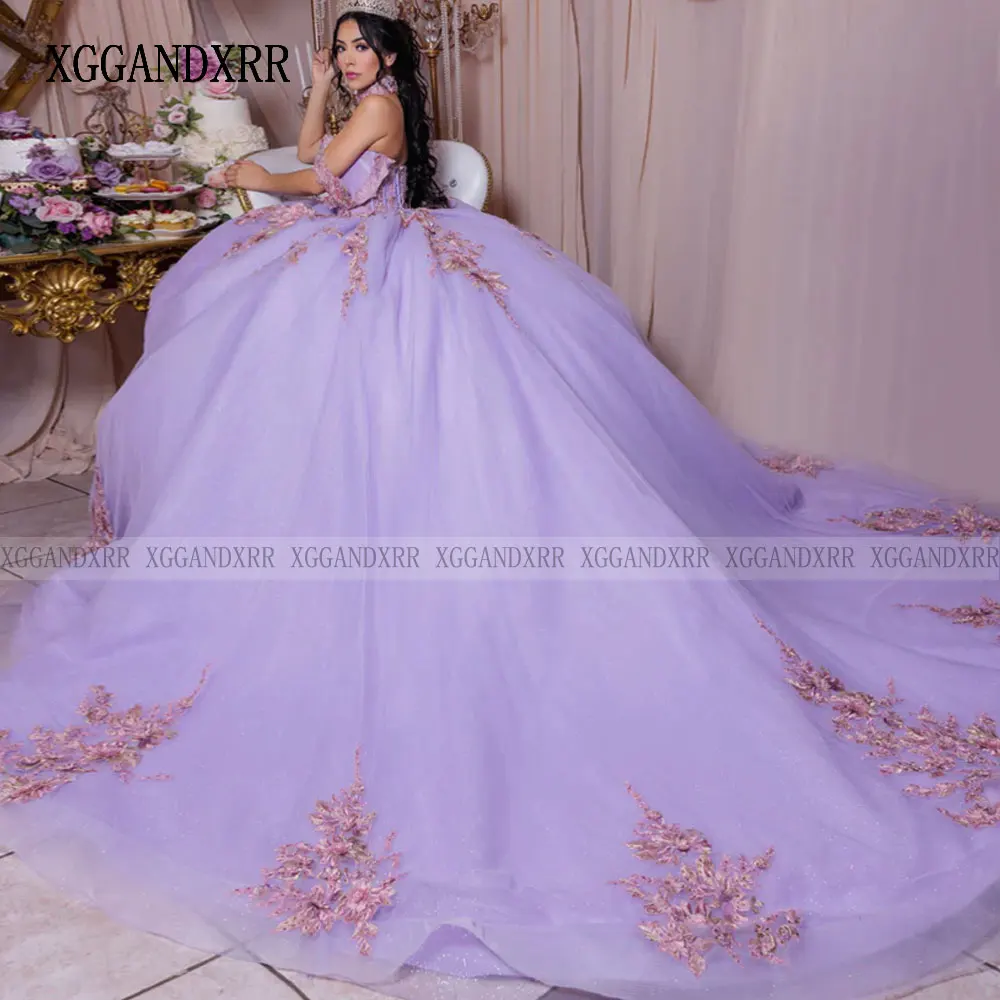 New Ball Gown Quinceanera Dress 2024 3D Floral Appliques Princess Tulle Vestidos De 15 Años Birthday Party Sweet 16 Dress 2023