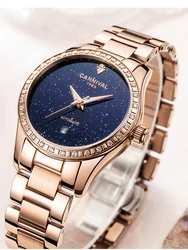 CARNIVAL Luxury Brand Starry Sky Automatic Mechanical Rose Gold Watches Women New Date Waterproof Ladies Watch Reloj Mujer