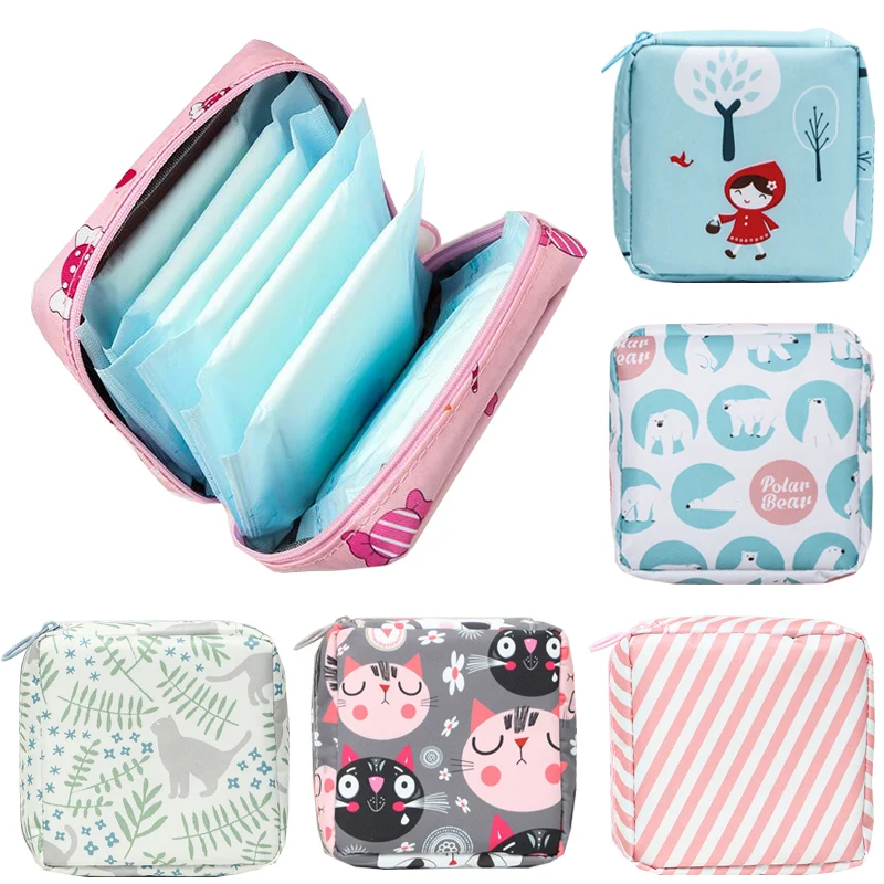 Waterproof Tampon Storage Bag Cute Sanitary Pad Pouches Portable Makeup Lipstick Key Earphone Data Cables Cosmetic Organizer Bag