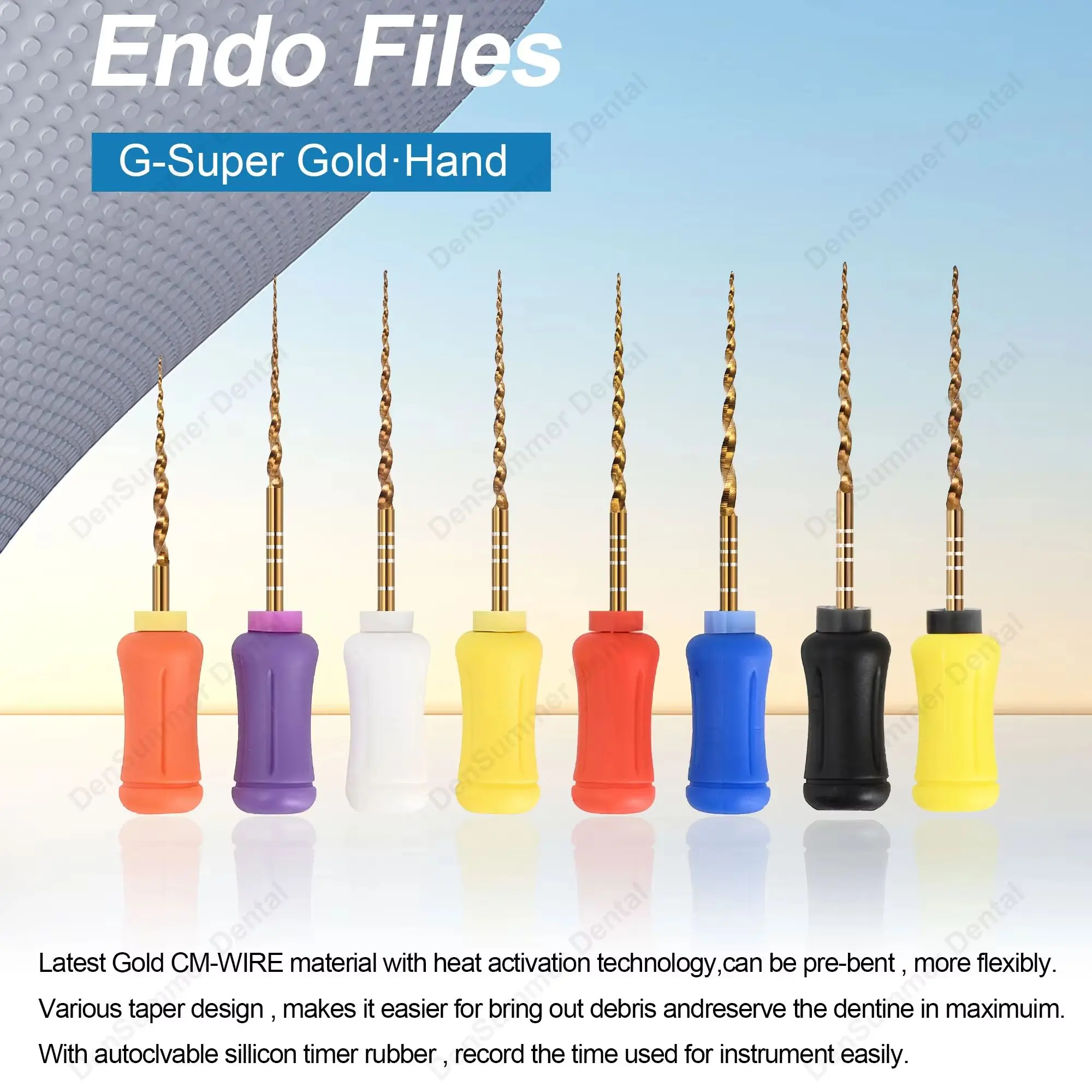 DenSummer Root Canal Rotary Files SX-F3 F4 F5 Gold Hand Use Endo Files Dental Instrument 19/21/25/31mm Endodontic Dentist Tools