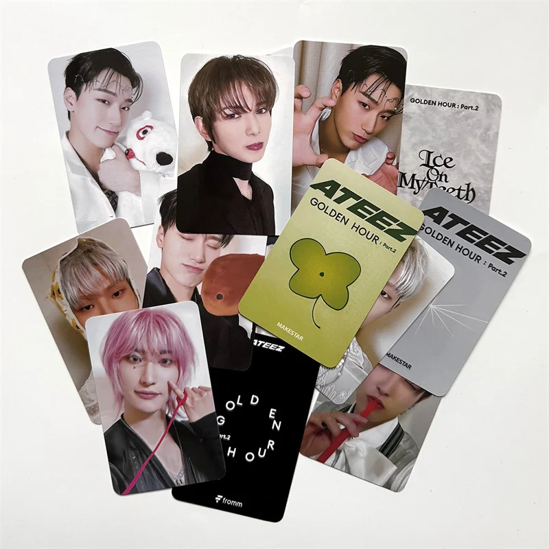 4 unids/set ATEEZ álbum LOMO tarjeta GOLDEN HOUR: 2 postal foto tarjeta HONG JOONG MINGI Seonghwa YUN HO regalos coleccionables