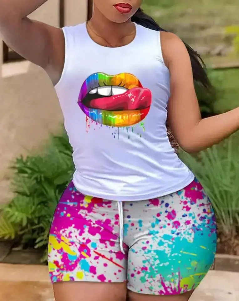2022 Summer Women\'s Casual Fashionraglan Sleeve Tie Dye Top + Pants Two Piece Camo Pants Leopard Print Tow Piece Set Ladies Suit