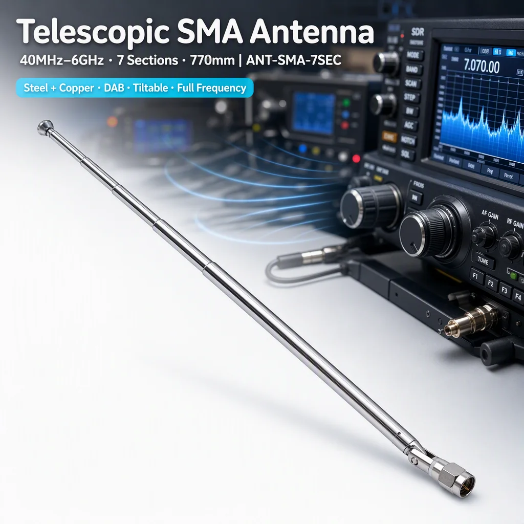 164mm 7 Section Telescopic For Sma Male Rod For Antenna Full Frequency 40MHz 6GHz For Copper Steel Silver For Radio For Tv Toy