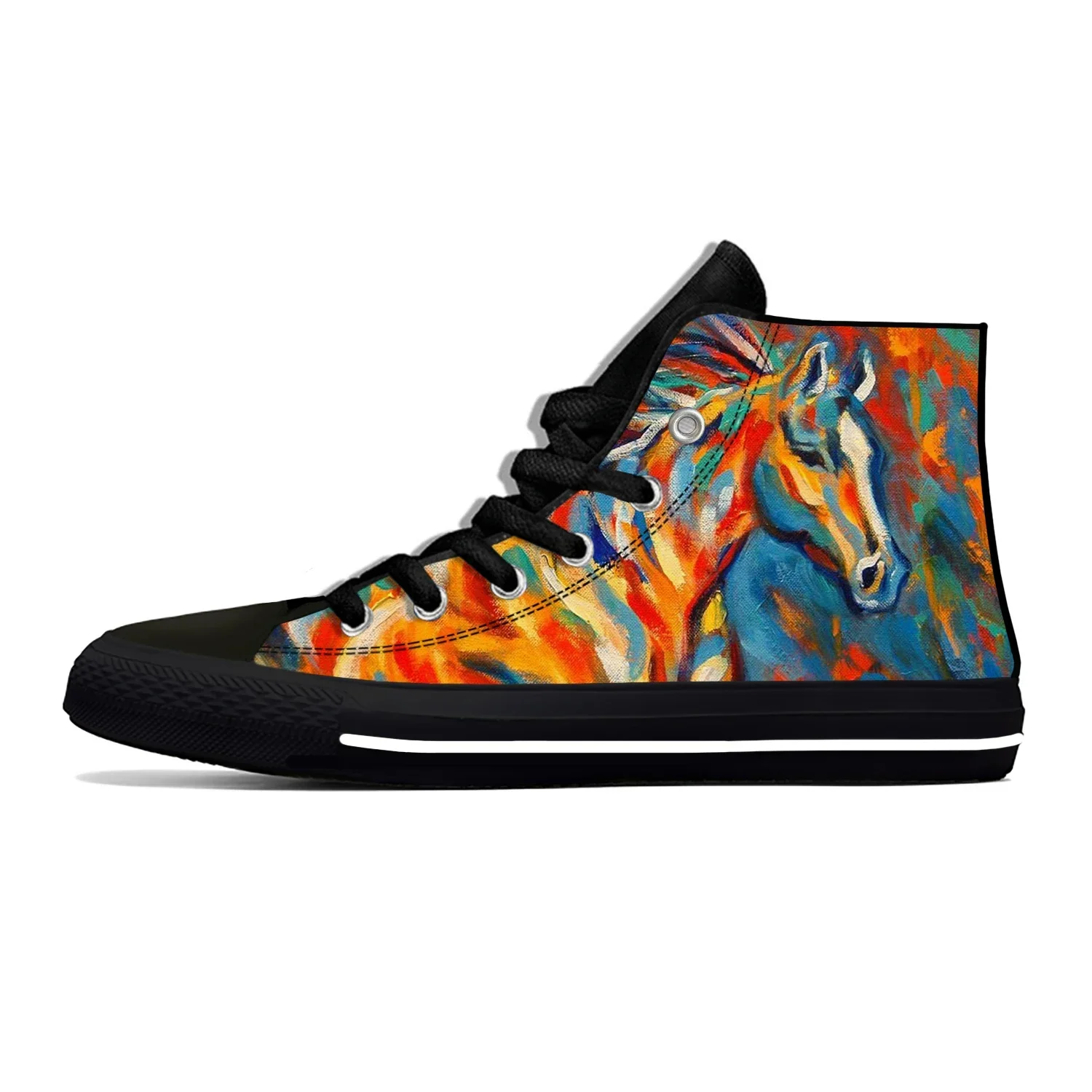 Hot Animal Crazy Horse Art New Arrive Fashion High Top Canvas Shoes Men Women Casual Breathable Sneakers High Top Board Shoes