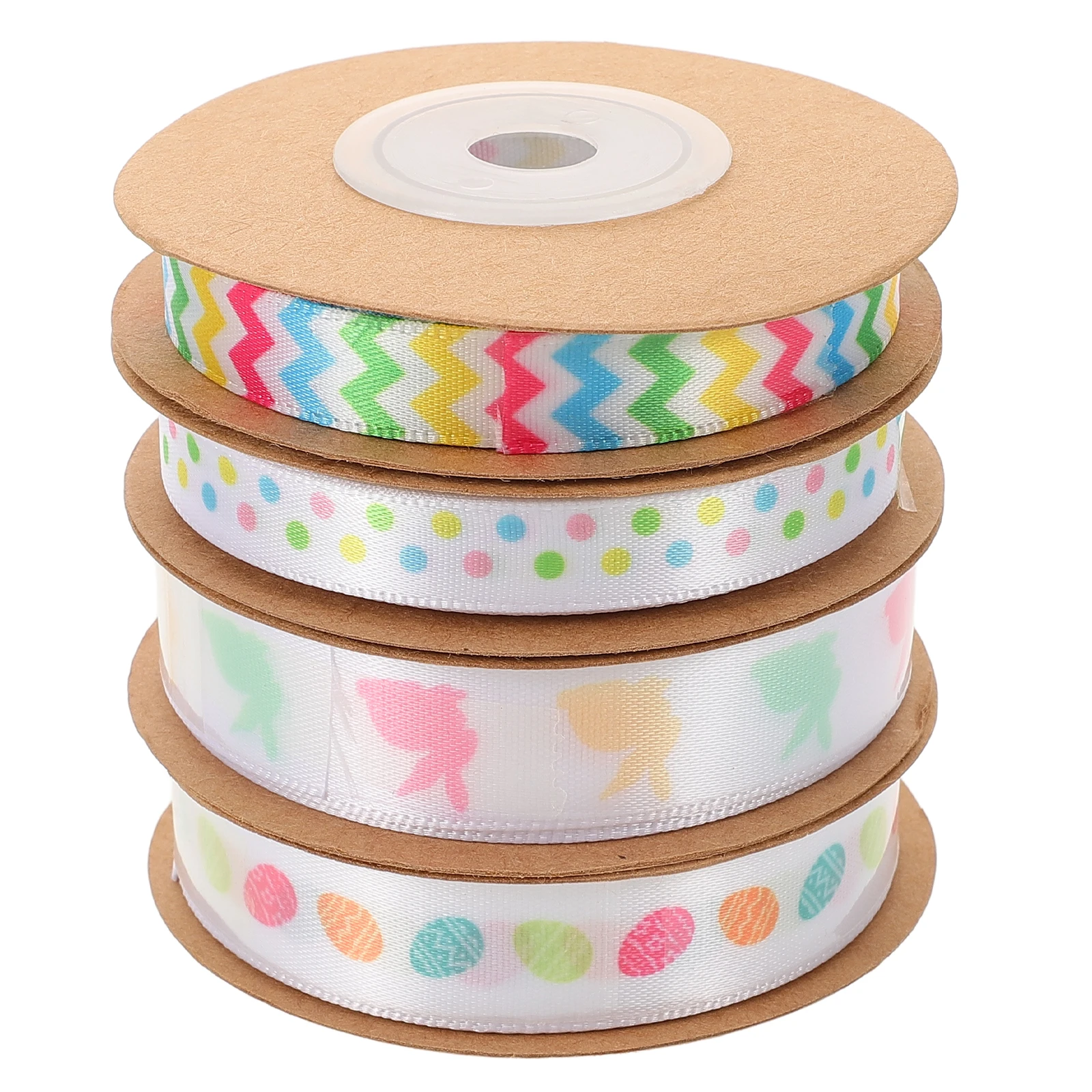 

Easter Ribbon 4 Rolls Decorative Ribbons Crafts Packing Polyester Gauze Egg Wreath DIY Gift Wrapping Spring Home Art Craft
