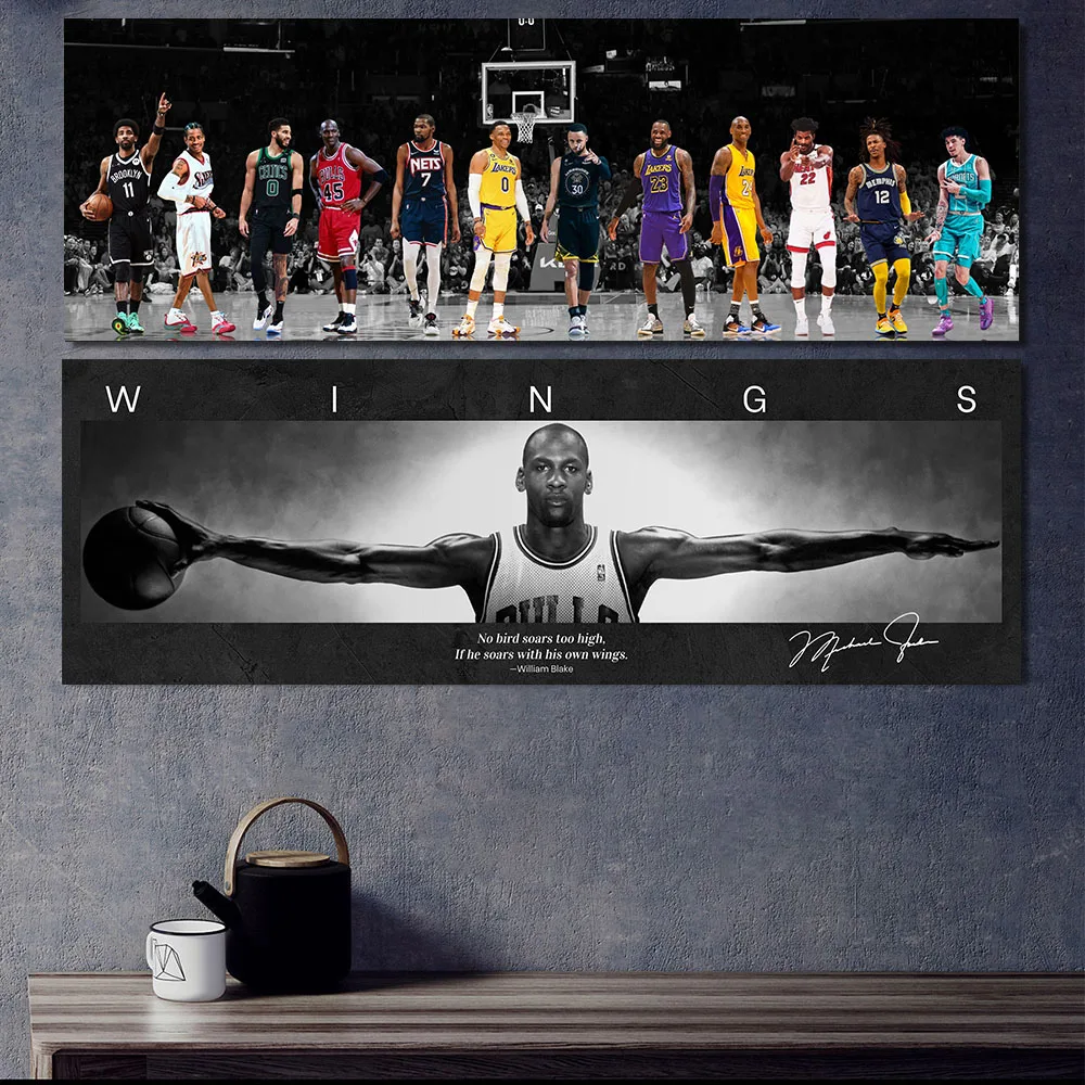 1PC Basketball Star Posters J-Jordon and C-Curry Prints Legend Canvas Painting Sport Wall Art Home Decor Mural