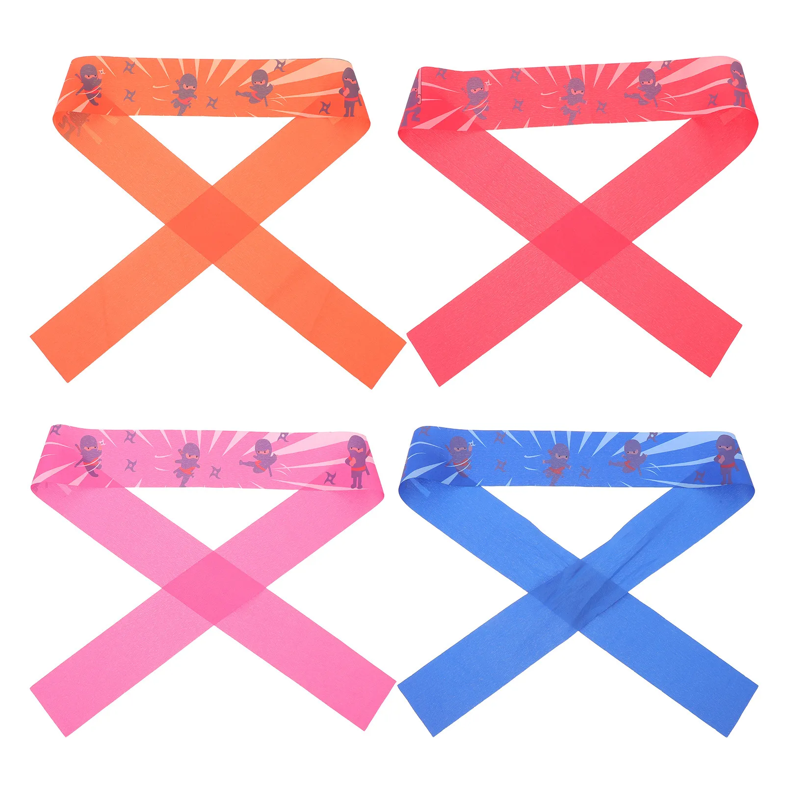 4Pcs Vibrant Kids Karate Headbands Ninja Cosplay Japanese Hachimaki Style for Taekwondo Sports Parties Reusable Machine Washable