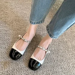 2024 New Spring And Autumn Flat Shoes Round Toe Colored Sequin Chain Buckle Shallow Mouth Fashion Casual Women's Single Shoe