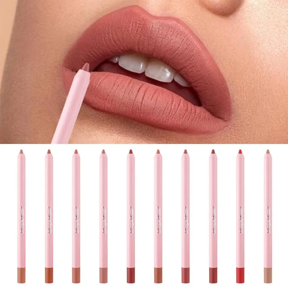 ใหม่กันน้ํา Lipliner ดินสอ Natural Outline Lip Contour Line Velvet Lip Liner Matte Velvet Lip Liner ดินสอ